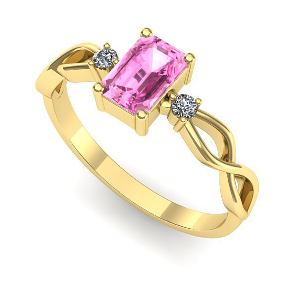 Inel din aur galben cu safir roz