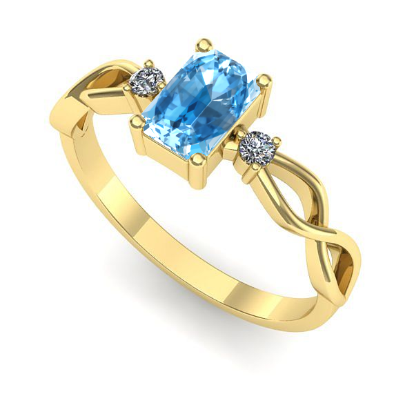 Inel de logodna din aur galben cu topaz blue