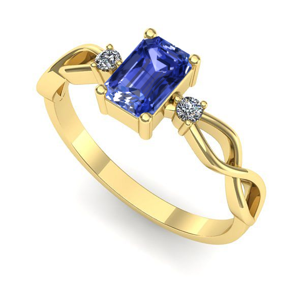 Inel logodna din aur galben cu tanzanit