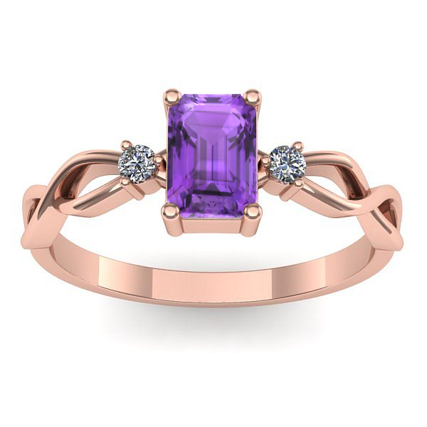 Inel logodna cu ametist dreptunghiular