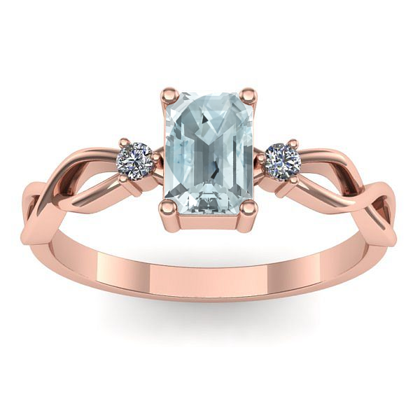 Inel logodna cu aquamarin dreptunghiular