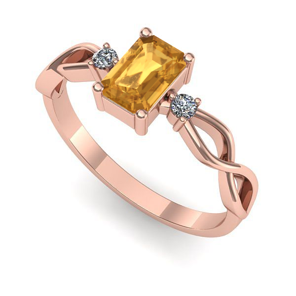 Inel de logodna din aur roz cu citrin