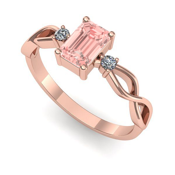 Inel logodna din aur roz cu diamant de laborator roz