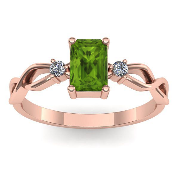 Inel cu peridot dreptunghiular