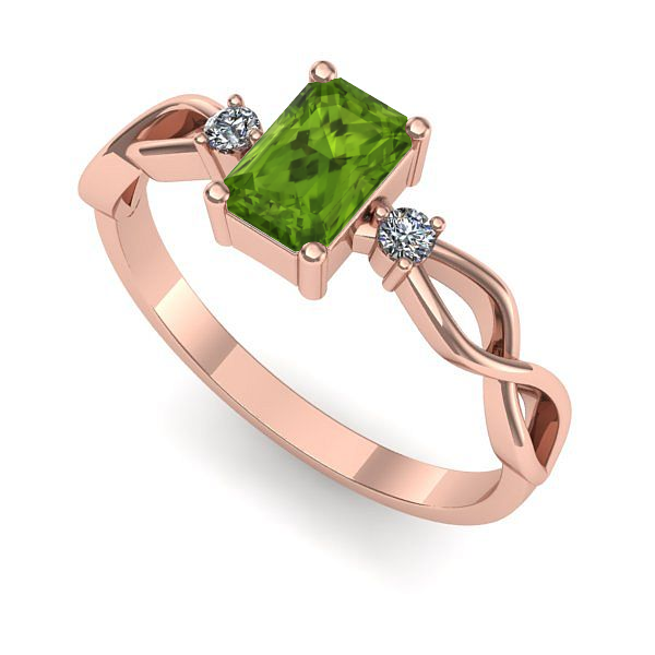 Inel din aur roz cu peridot