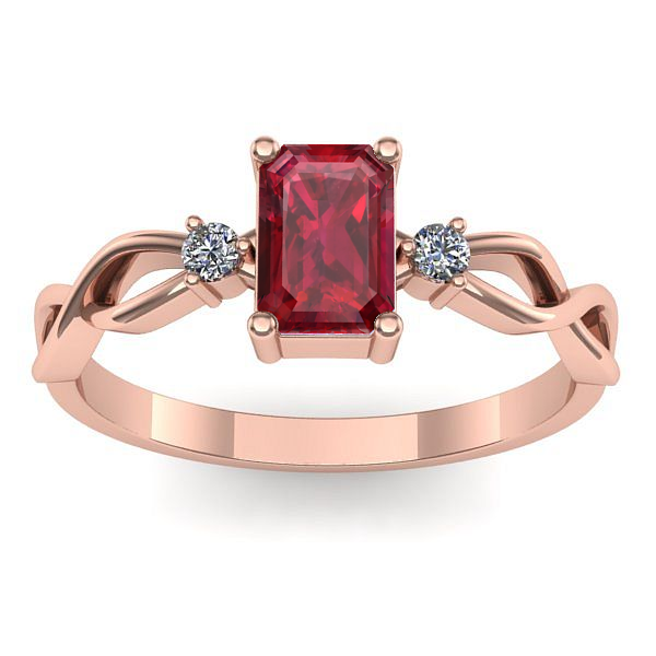 Inel logodna cu rubin dreptunghiular