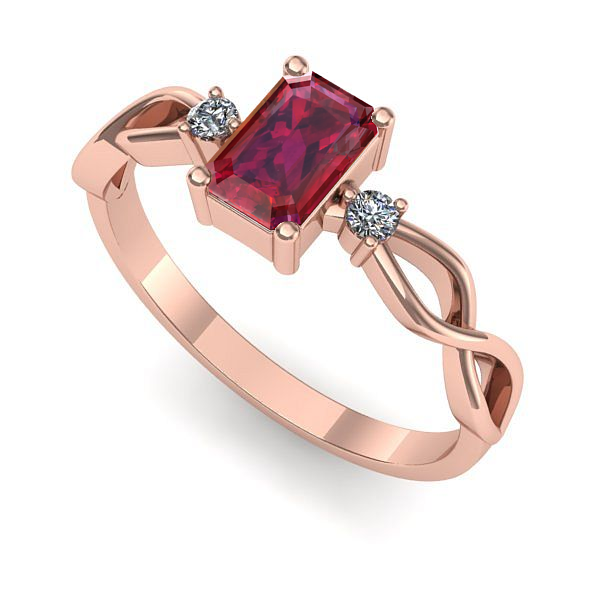 Inel din aur roz cu rubin