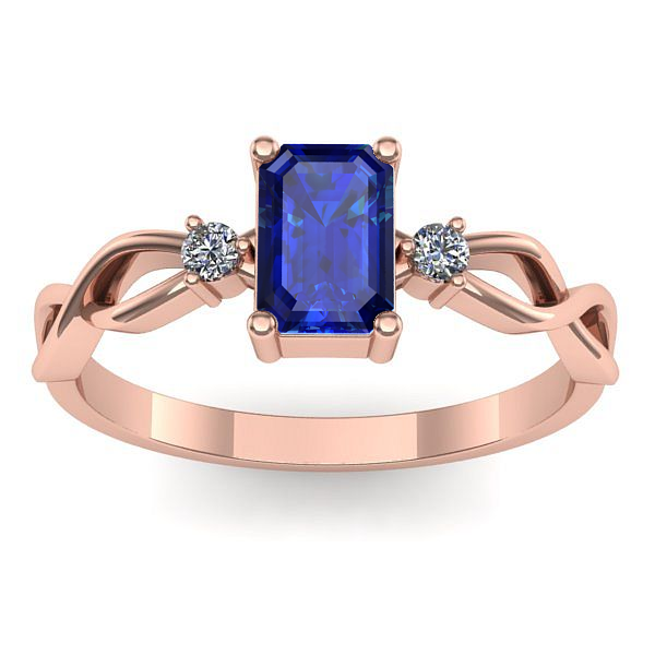 Inel logodna cu safir dreptunghiular