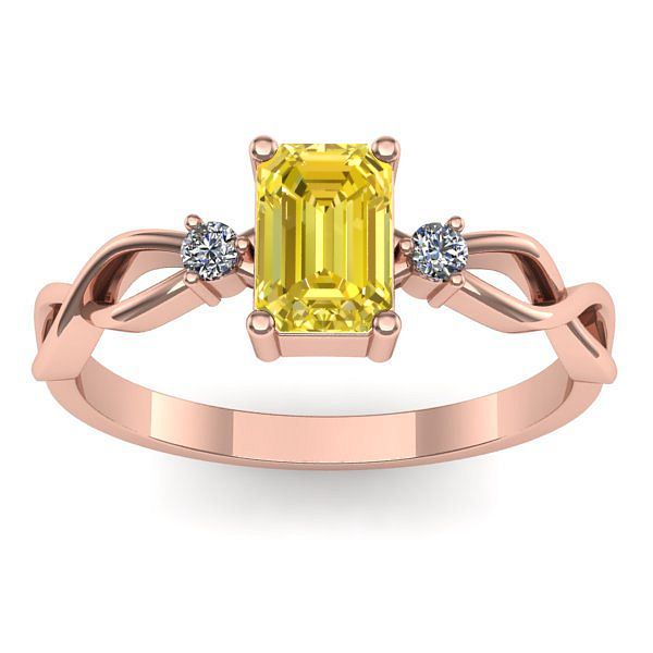 Inel logodna cu safir galben dreptunghiular