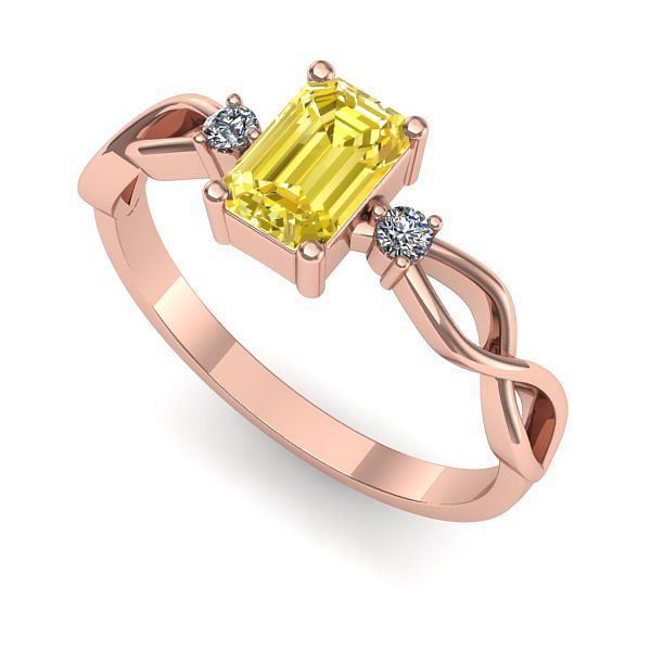 Inel din aur roz cu safir galben