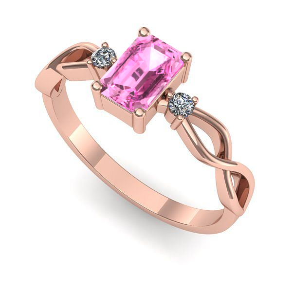 Inel din aur roz cu safir roz