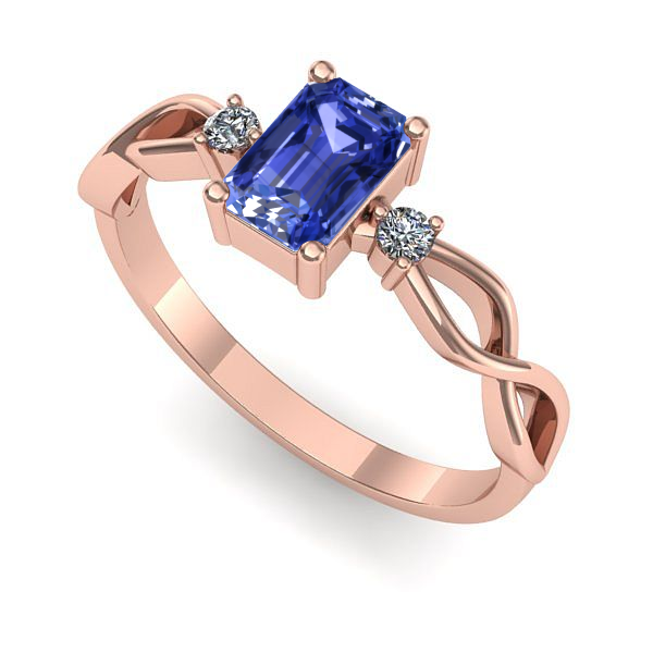 Inel de logodna din aur roz cu tanzanit