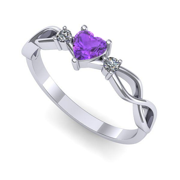 Inel din aur alb cu ametist