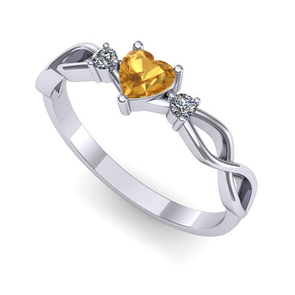 Inel de logodna din aur alb cu citrin