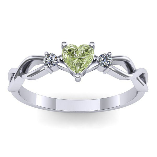 Inel de logodna cu diamant de laborator verde inima