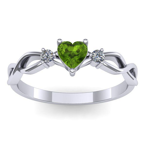 Inel de logodna cu peridot inima