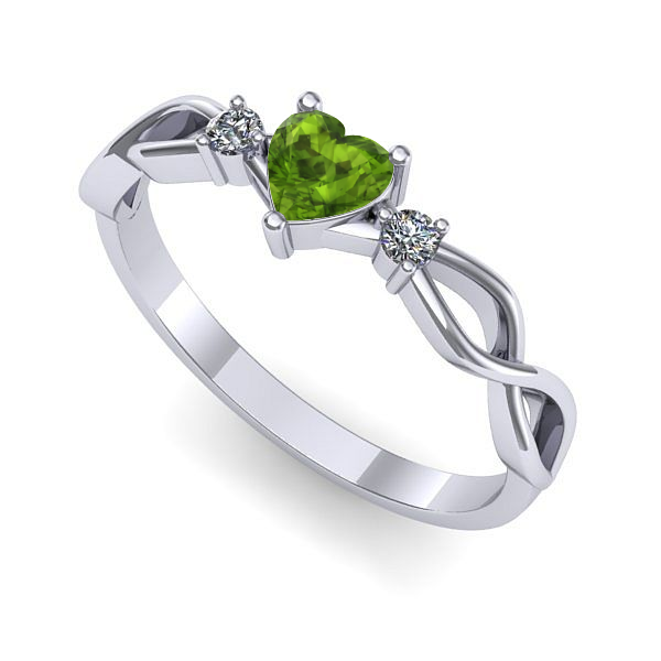 Inel din aur alb cu peridot