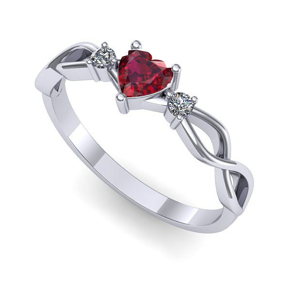Inel de logodna din aur alb cu rubin