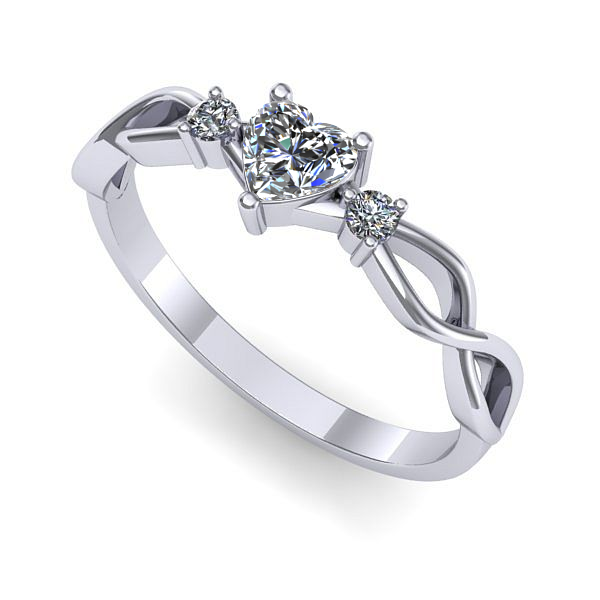 Inel de logodna din aur alb cu safir alb