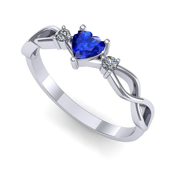 Inel logodna din aur alb cu safir