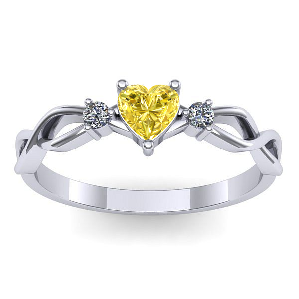 Inel cu safir galben inima