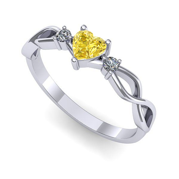 Inel din aur alb cu safir galben