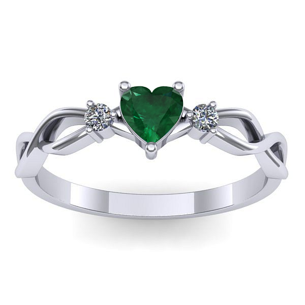 Inel de logodna cu smarald inima
