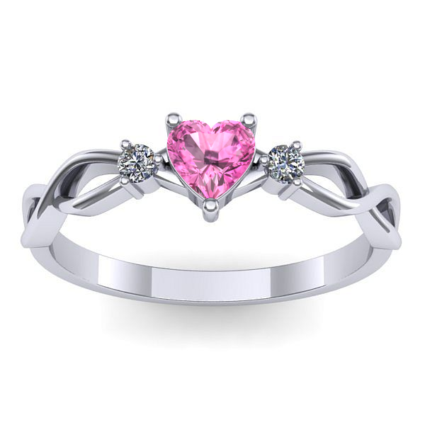 Inel de logodna cu safir roz inima
