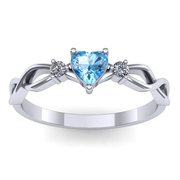 Inel logodna cu topaz blue inima