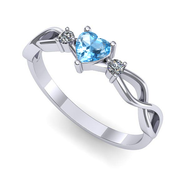 Inel logodna din aur alb cu topaz blue