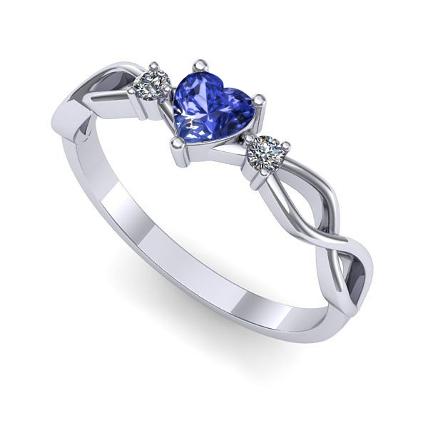Inel de logodna din aur alb cu tanzanit