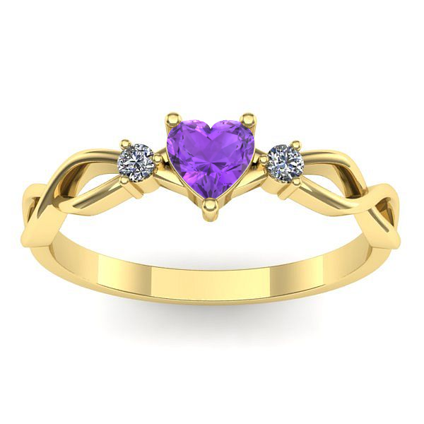 Inel de logodna cu ametist inima