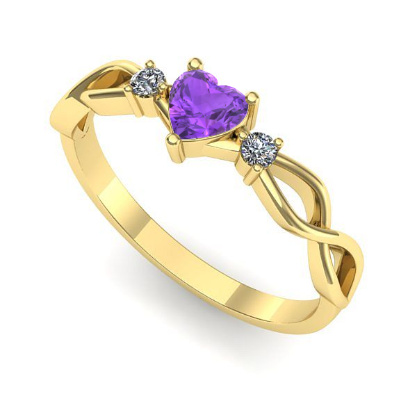 Inel din aur galben cu ametist