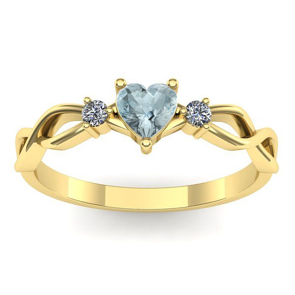 Inel de logodna cu aquamarin inima