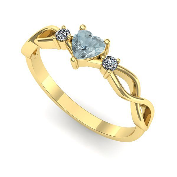 Inel din aur galben cu aquamarin
