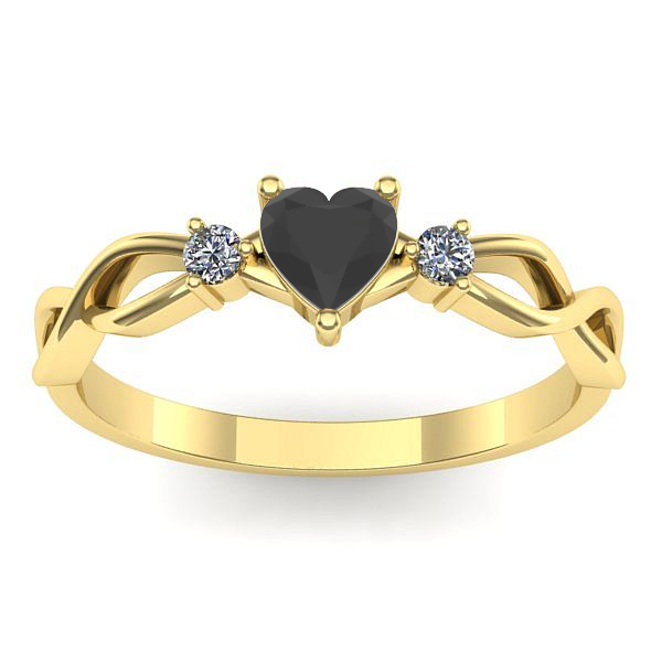 Inel logodna cu diamant negru inima