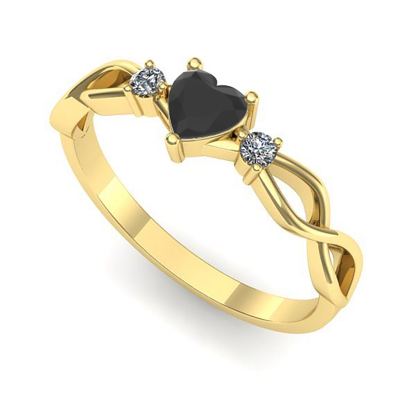 Inel din aur galben cu diamant negru