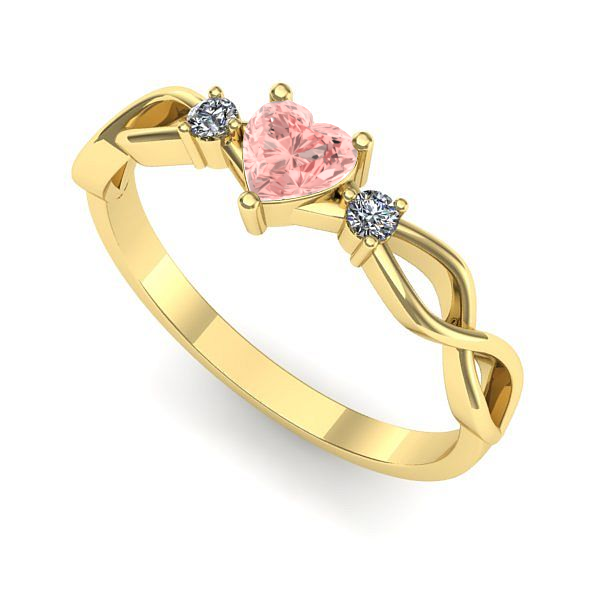 Inel din aur galben cu diamant de laborator roz
