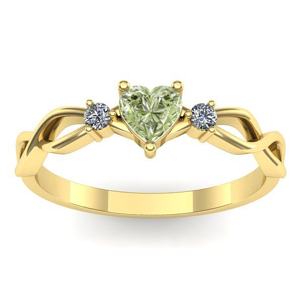 Inel de logodna cu diamant de laborator verde inima
