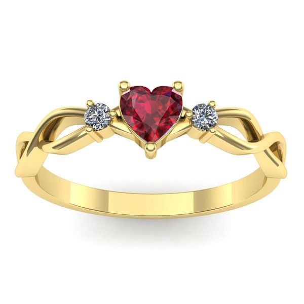Inel de logodna cu rubin inima