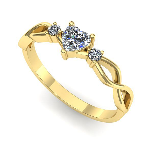 Inel din aur galben cu safir alb