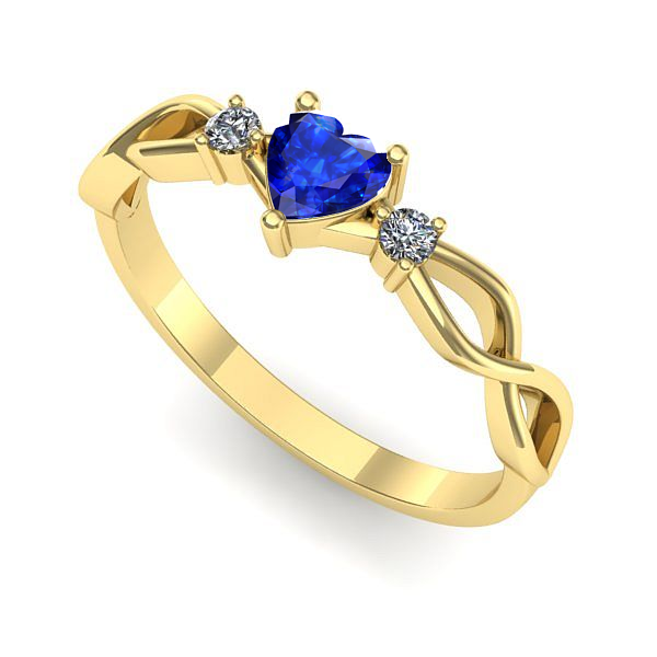 Inel logodna din aur galben cu safir