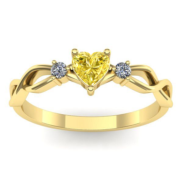 Inel de logodna cu safir galben inima
