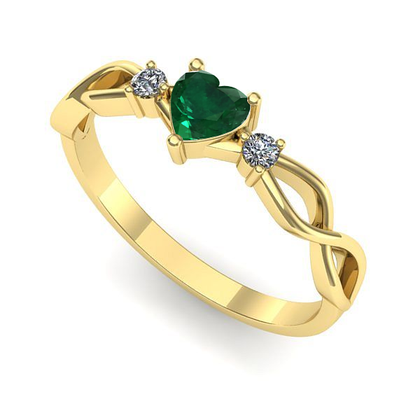 Inel din aur galben cu smarald