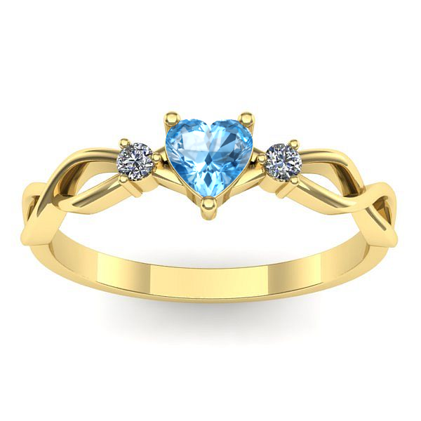 Inel cu topaz blue inima