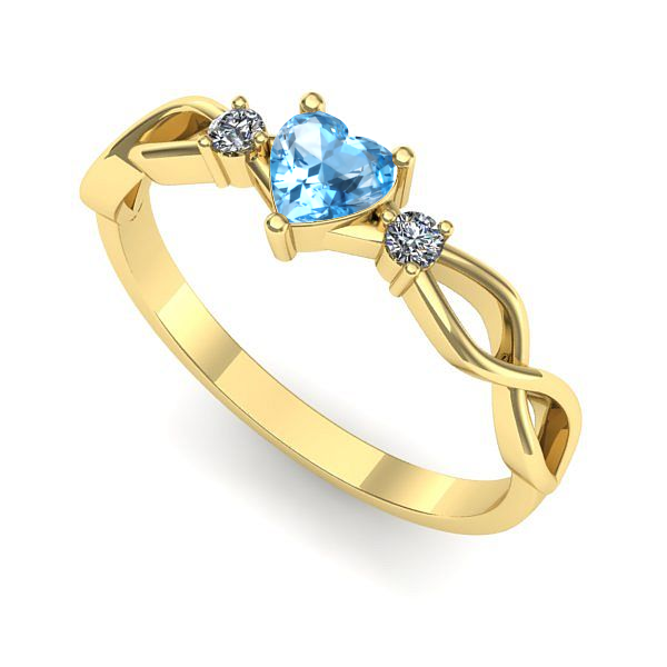 Inel de logodna din aur galben cu topaz blue