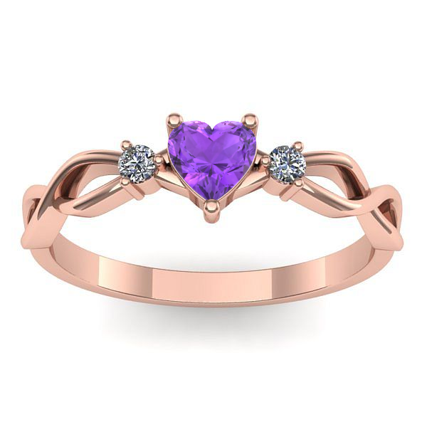 Inel de logodna cu ametist inima