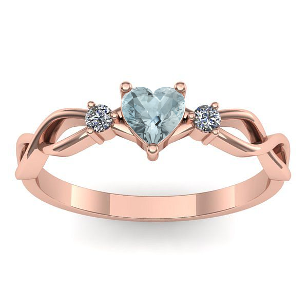 Inel logodna cu aquamarin inima