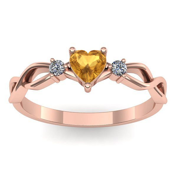 Inel logodna cu citrin inima