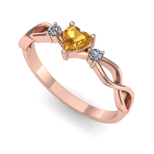 Inel de logodna din aur roz cu citrin